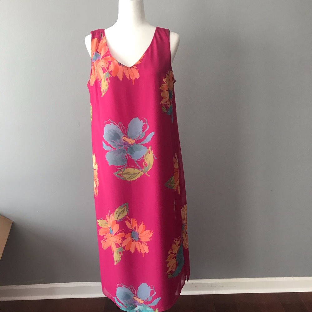 Fuschia pink and floral maxi sundress